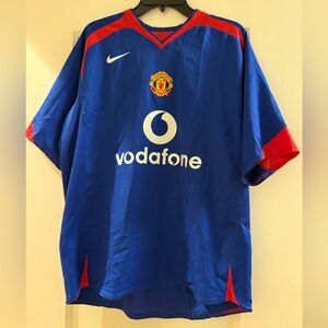 Nike Retro Manchester United Soccer Football Blue Jersey Vodafone Mens Large